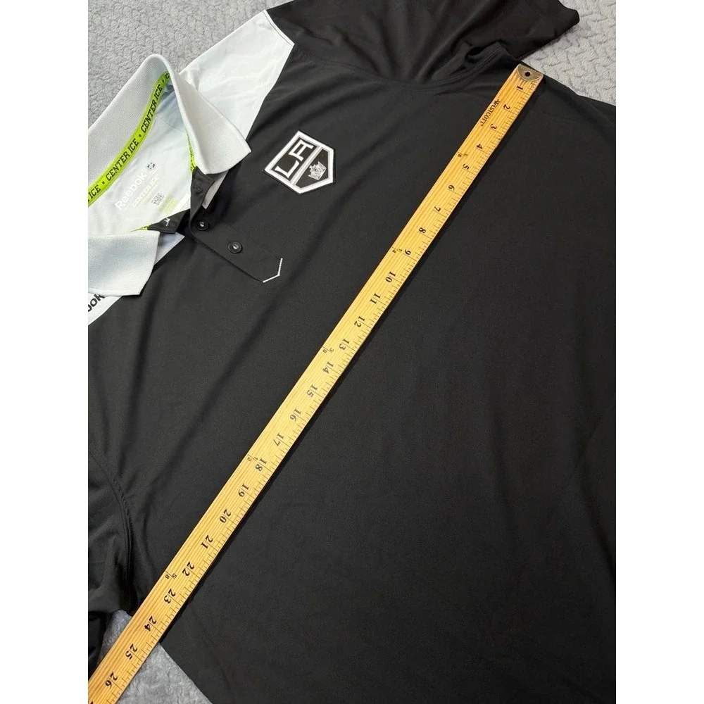 Reebok LA Kings Polo Shirt Mens XL Black Center Ice NHL Hockey 1242A Performance